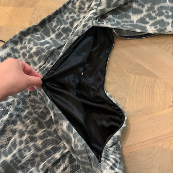 Jay Ahr one Sleeve mini dress size 36 zipper details lined rushing bodycon - Picture 12 of 16